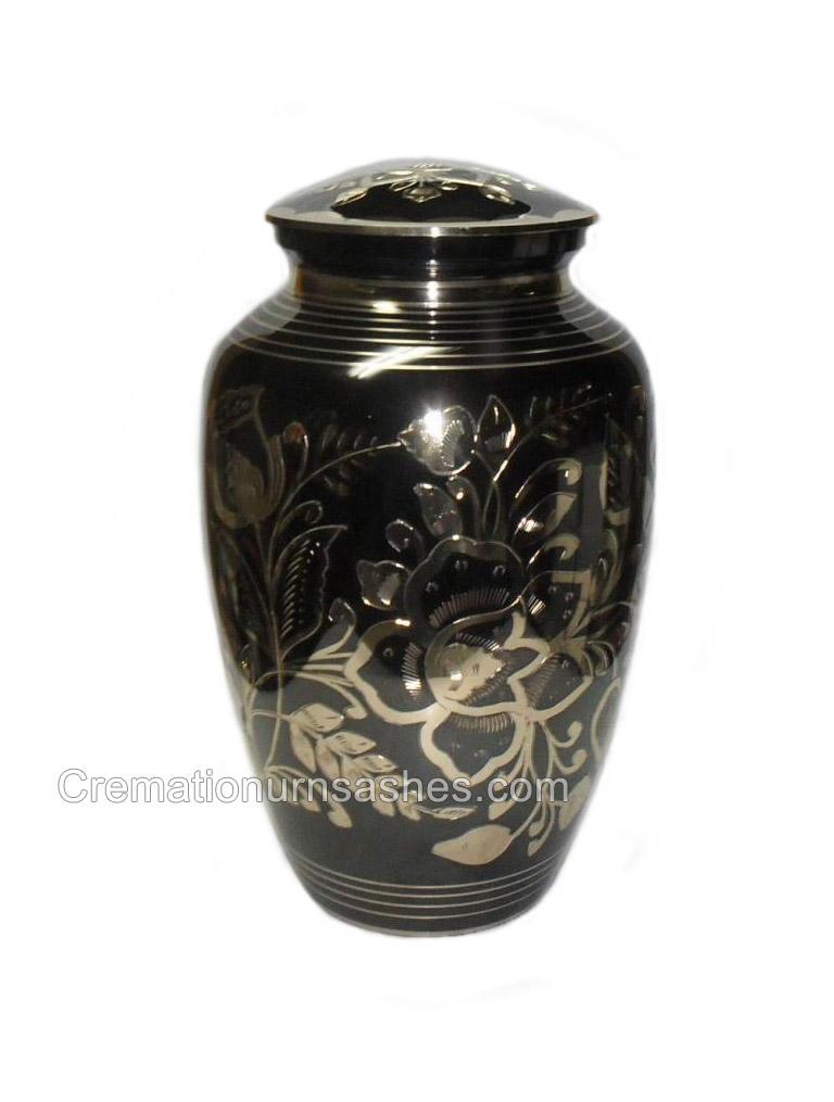 Classic Black Nickel Engraved Adult Urn Funeral Large Size Adult Urns