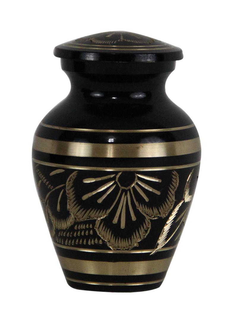 Engraved Black Keepsake Urn, Funeral Keepsake Urn for Ashes