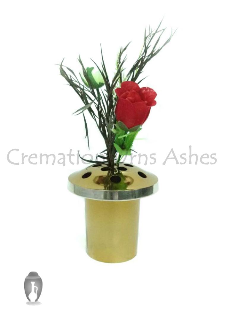 Polished Brass Memorial Grave Vases for Flowers