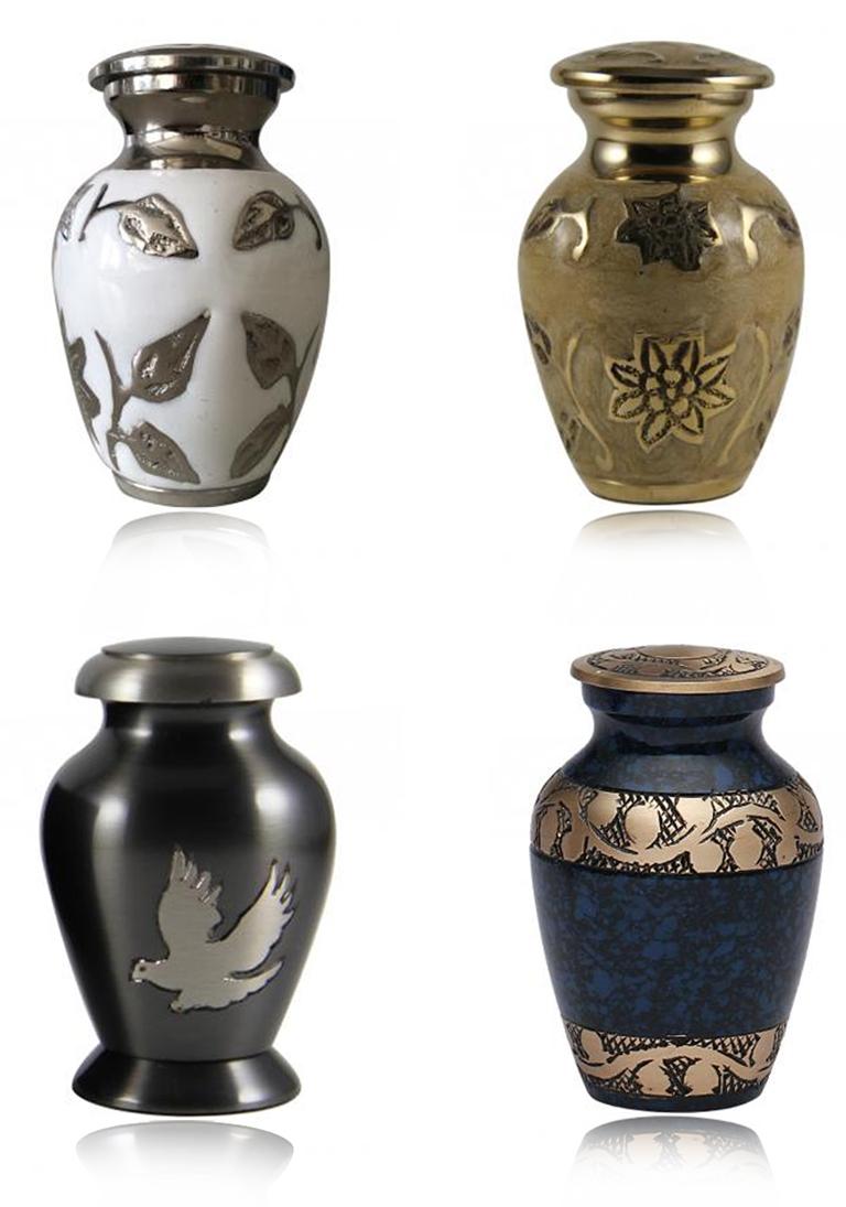 Set of 4 Small Keepsake Urns for Human Ashes, Mini Keepsake Cremation