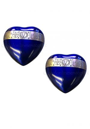 Pack Of Two Cambridge Blue Cremation Mini Heart Ke...