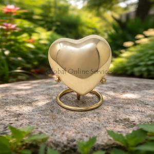 Classic Gold Coloured Heart Keepsake Urn, Small Memorial Urns