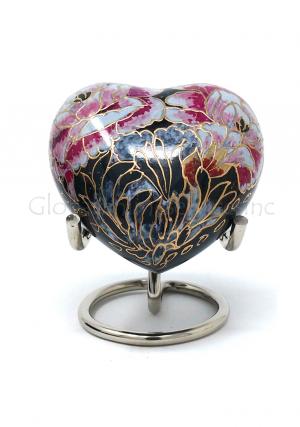 Floral Blush Heart Keepsake Mini Container for Cremation Ashes.