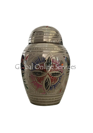 Flower Dome Brass Keepsake Cremation Urn For Human Ashes