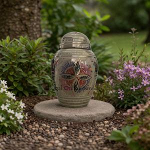 Flower Dome Brass Keepsake Cremation Urn For Human Ashes