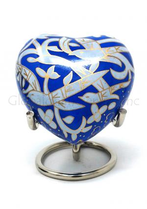 Flying Bird Heart Keepsake Funeral Urn (Blue)