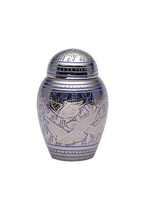 Going Home Dome Top Blue Doves Small Keepsake Urn for Funeral Ashes