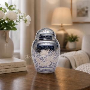 Going Home Dome Top Blue Doves Small Keepsake Urn for Funeral Ashes