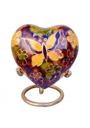 Golden Butterfly Small Heart Keepsake Funeral Urn