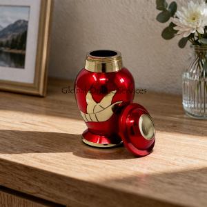 Golden Flying Dove Small Red Keepsake Memorial Urn