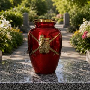 Large UK Military Symbol Red Color Memorlial Adult Urn For Ashes