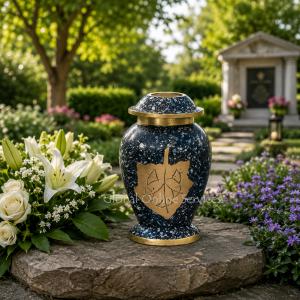 Memorial Autumn Leaves Patina Mini Leaf Keepsake Urn For Funeral Ashes