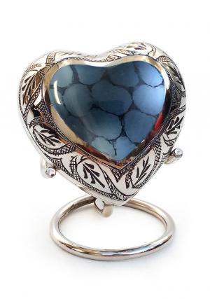 Mystic Blue Small Heart Keepsake Urn for Human Ashes (Blue)