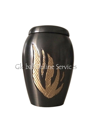 Newbury Golden Flame Mini Brass Keepsake Urn for Human Memorial Ashes