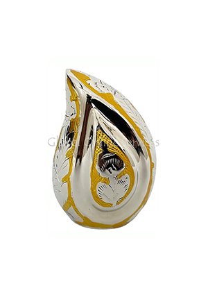 Golden Harmony Engraved Teardrop Keepsake Urn – A Timeless Tribute to Love