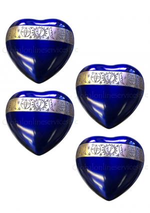 Pack Of Four Cambridge Blue Cremation Mini Heart K...