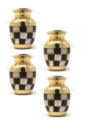 Pack of Four Checkered Gold and Black Keepsake Urn...