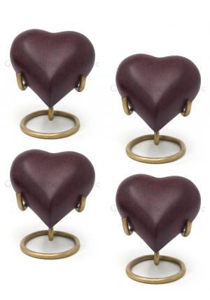 Set of Four Marble Brown Heart Keepsake Urns – A Timeless Tribute for Shared Remembrance