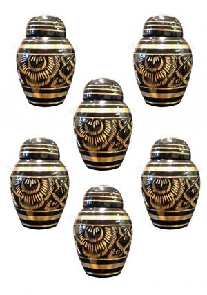 Pack of Six Small Black Polished Classic Brass Kee...