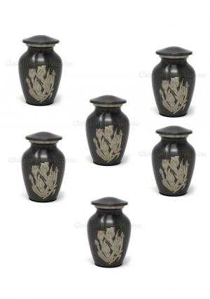 Pack of Six Small Gray Rose Keepsake Urns – Hand...