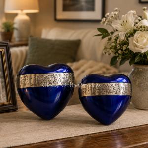 Pack Of Two Cambridge Blue Cremation Mini Heart Ke...