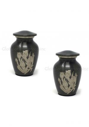 Pack of Two Small Gray Rose Keepsake Urns – Hand...