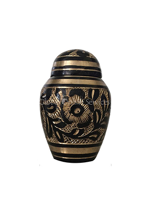 Westminster Black & Brass Floral Engraved Keepsake Urn