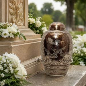 7-inches Inches Doves Going Home Red Memorial Urn for Ashes
