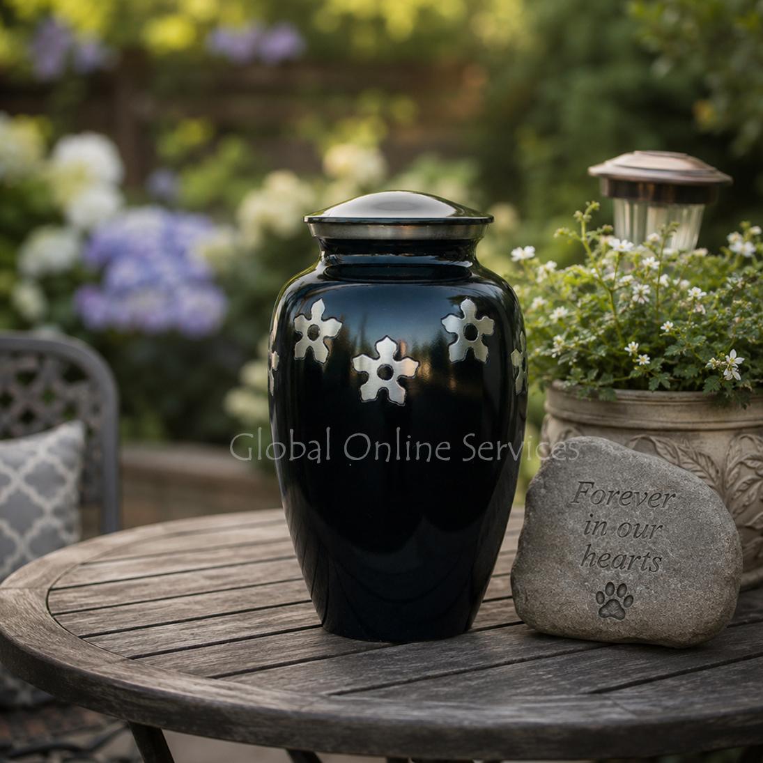Adult Forget-me-not Cremation Urn + FREE Small Keepsake Urn (Large)