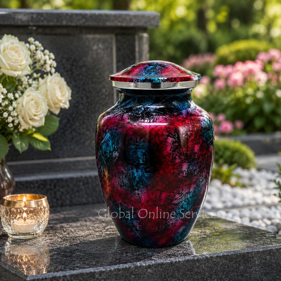 Aluminium Patriotic Shimmer Medium Urn for Cremation Ashes. (Medium)