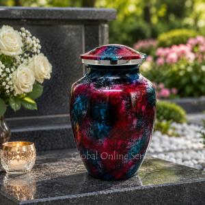 Aluminium Patriotic Shimmer Medium Urn for Cremation Ashes. (Medium)