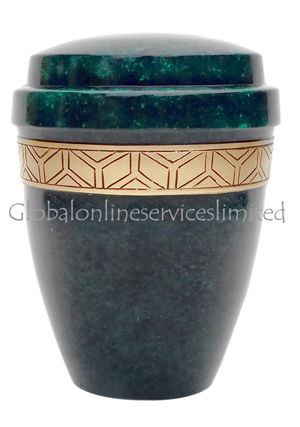 Aluminium Urn, Green Marble Finish Vase for Large Adult Ashes Urn
