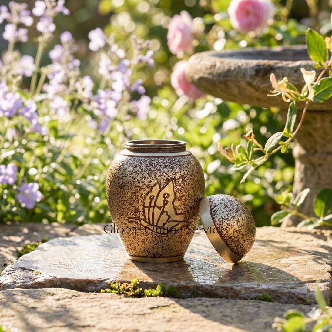 Antique Butterfly Keepsake Urn for Ashes