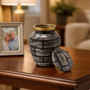 Antique-Inspired Brass Keepsake Urn – Vintage Textured Black & Silver Mini Urn