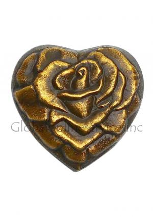 Rose Engraved Antique Brass Heart Keepsake Funeral Ashes Urn