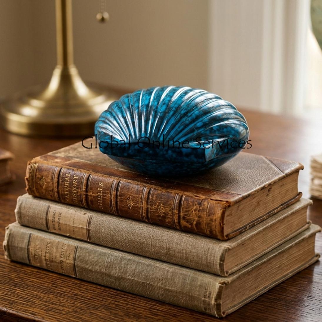 Aqua Brass Keepsake Shell Urn for Small Human Ashes