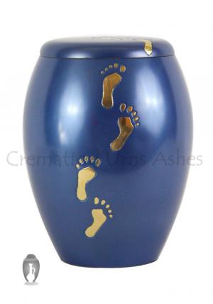 Baby Paw Prints on Sutton Brass Blue Baby Memorial Urn For Ashes