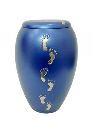 Baby Paw Prints on Sutton Brass Blue Baby Memorial Urn For Ashes