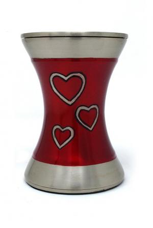 Beautiful Brass Loving Hearts Tealight Medium Cremation Urn For Human Ashes