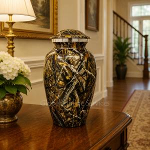 Beautiful Large Black Meadow Brass Urn For Human Cremation Ashes. (Large)