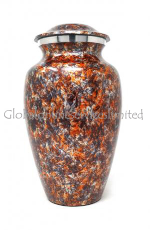 Beautiful Large Floral Aluminium Made Cremation Urn for Human Ashes. (Large)