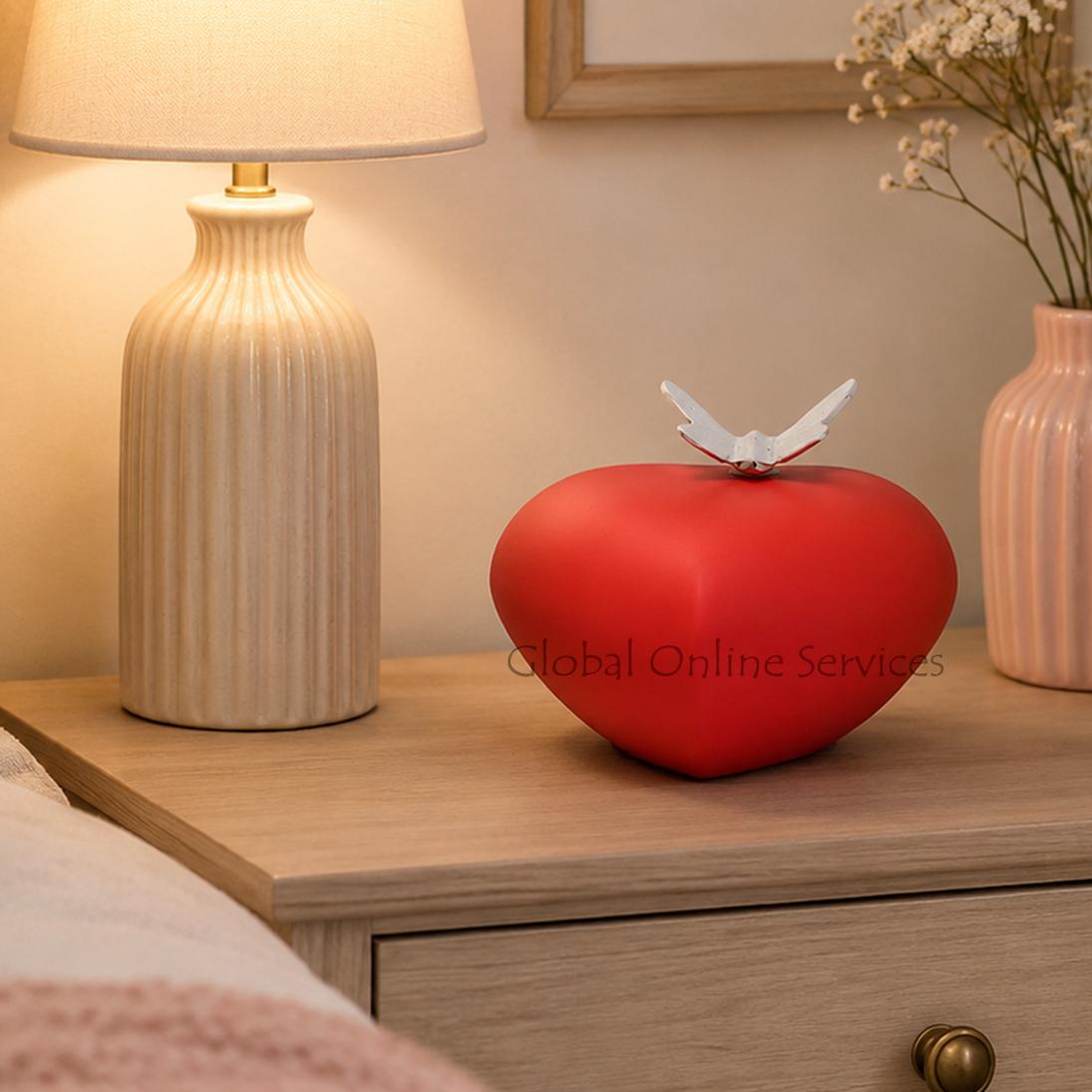 Beautiful Medium Butterfly Heart Keepsake Urn for Cremation Ashes