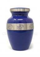 Beautiful Blue Urn With Nickel Butterfly Band Medium Urn for Cremation Ashes (Medium)