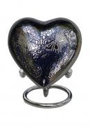 Beautiful Small Double Butterfly's Engraved Purple Heart Keepsake Urn for Human Ashes (Purple)