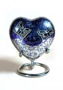 Beautiful Small Double Butterfly's Engraved Purple Heart Keepsake Urn for Human Ashes (Purple)