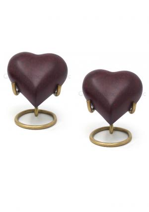 Pack Of Two  Small Marble Brown Heart Keepsake For Human Cremation Ashes