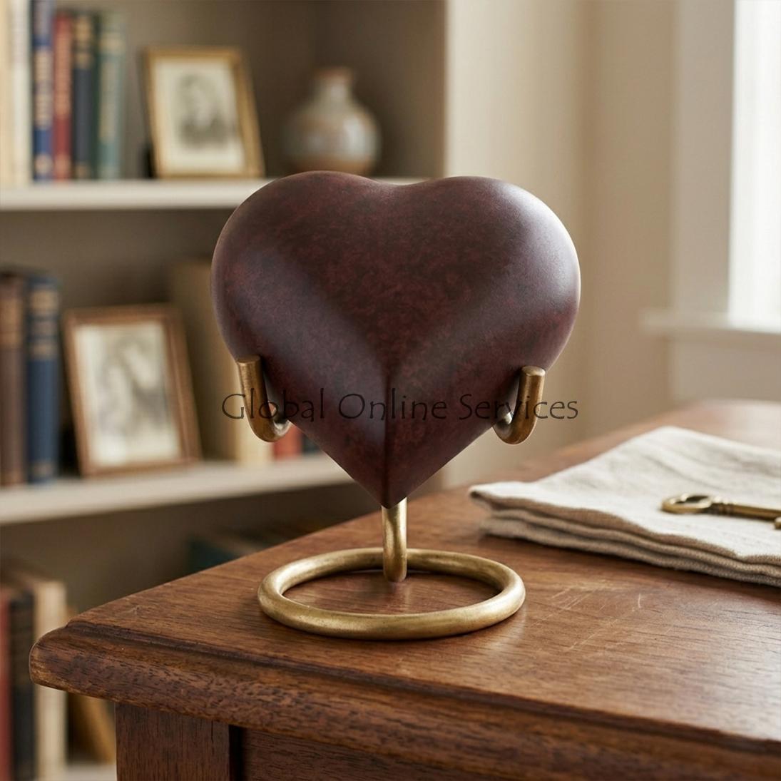 Beautiful Small Marble Brown Heart Keepsake Urn for Cremation Ashes