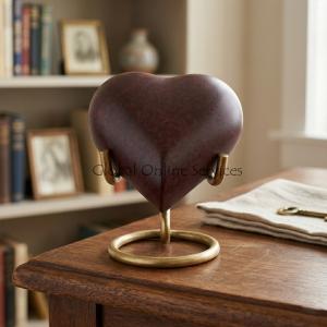 Beautiful Small Marble Brown Heart Keepsake Urn for Cremation Ashes
