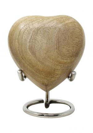 Beautiful Small Unpolished Wooden Heart Keepsake Urn For Ashes (UnPolished)