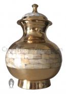 Big Mother Of Pearl Adult Funeral Brass Urn for Cremation Ashes UK
